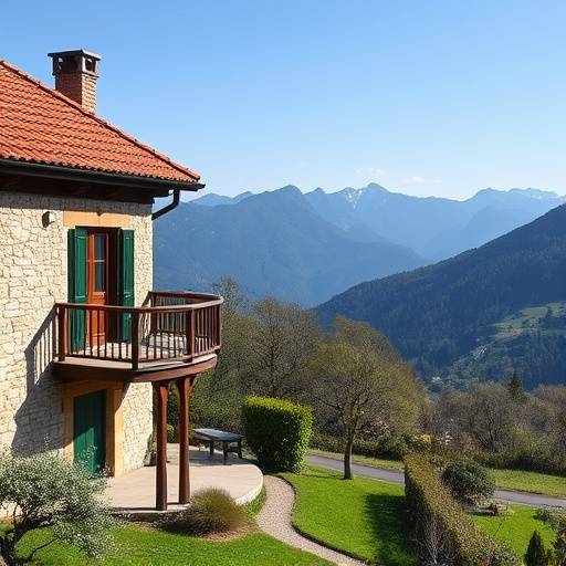 Balc&radic;&ge;n de la Casa Rural Asturiana con vistas a las monta&radic;&plusmn;as