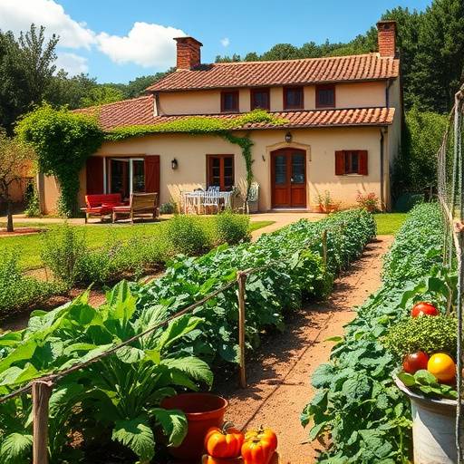 Huerto ecol&radic;&ge;gico de la Mas&radic;&ne;a Catalana con verduras frescas