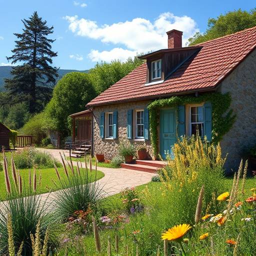 Jard&radic;&ne;n de la Casa Rural Asturiana con flores silvestres