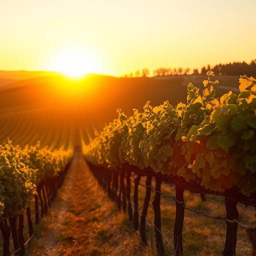 Una fotograf&radic;&ne;a de un vi&radic;&plusmn;edo al atardecer en La Rioja